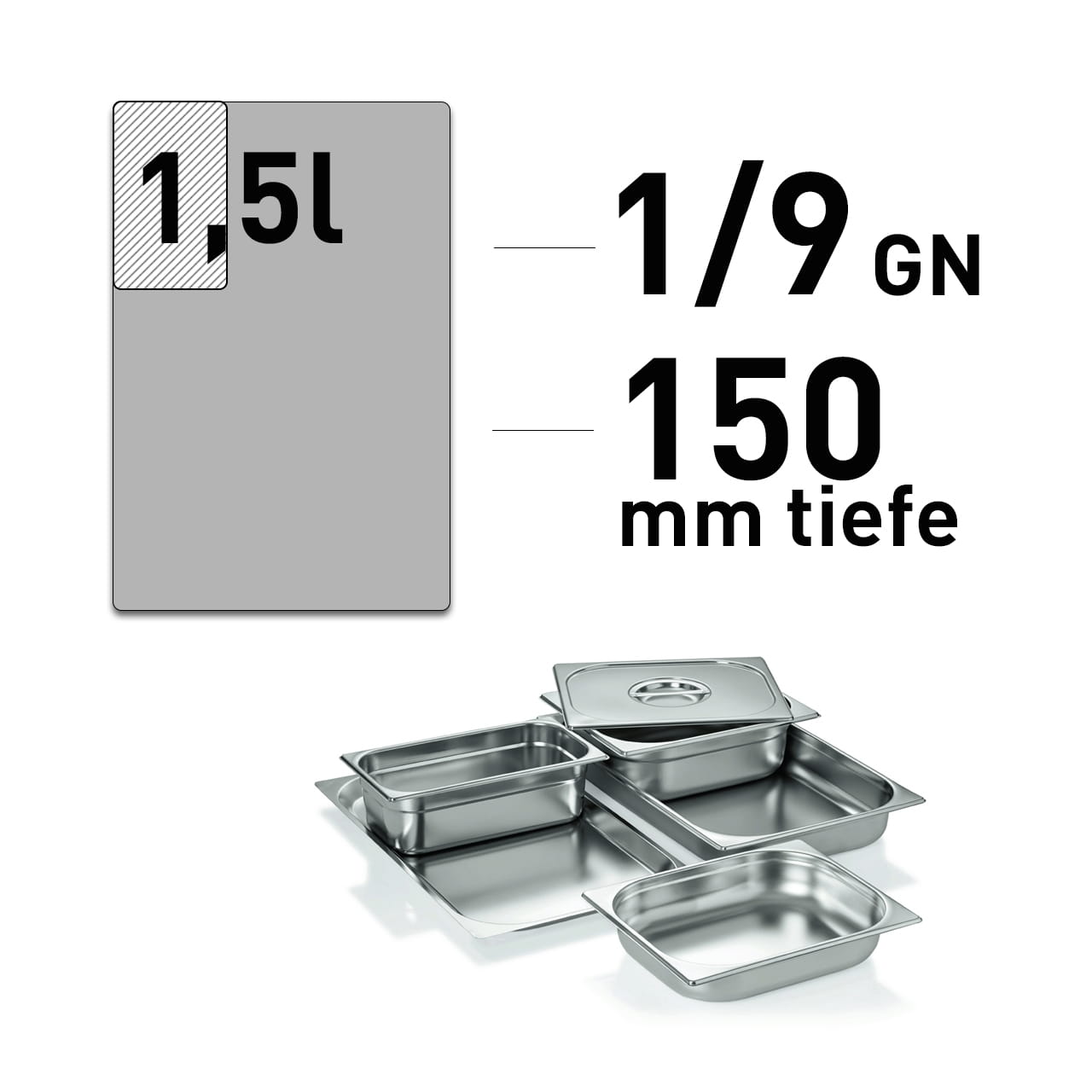 GN Behälter - Edelstahl - GN 1/9 - 150 mm - ECO Line