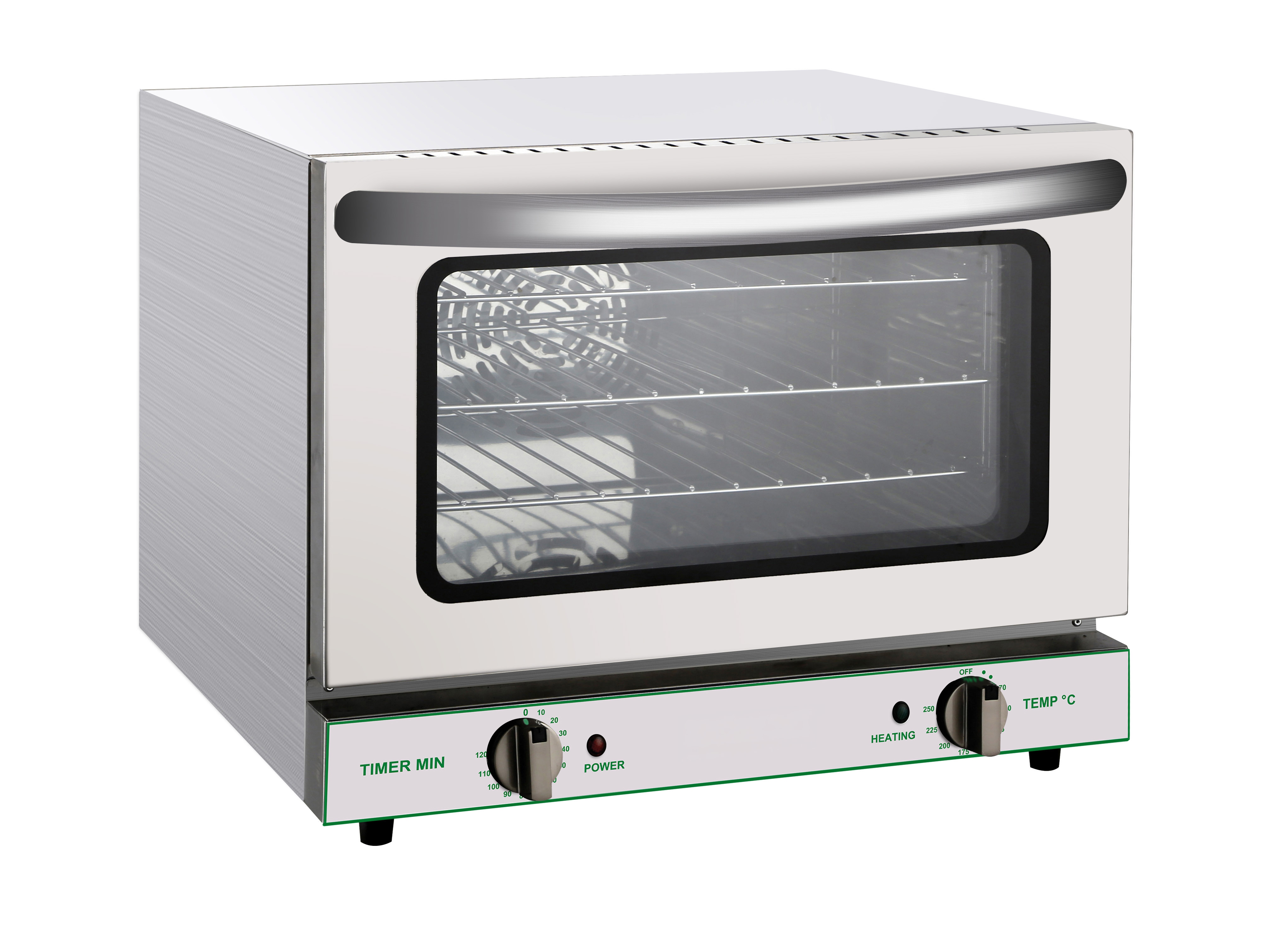 Heißluftofen, 2,1 kW, 21 Liter / 3 x GN 1/2, Thermostat 65-260°C, Timer, Rost inklusive