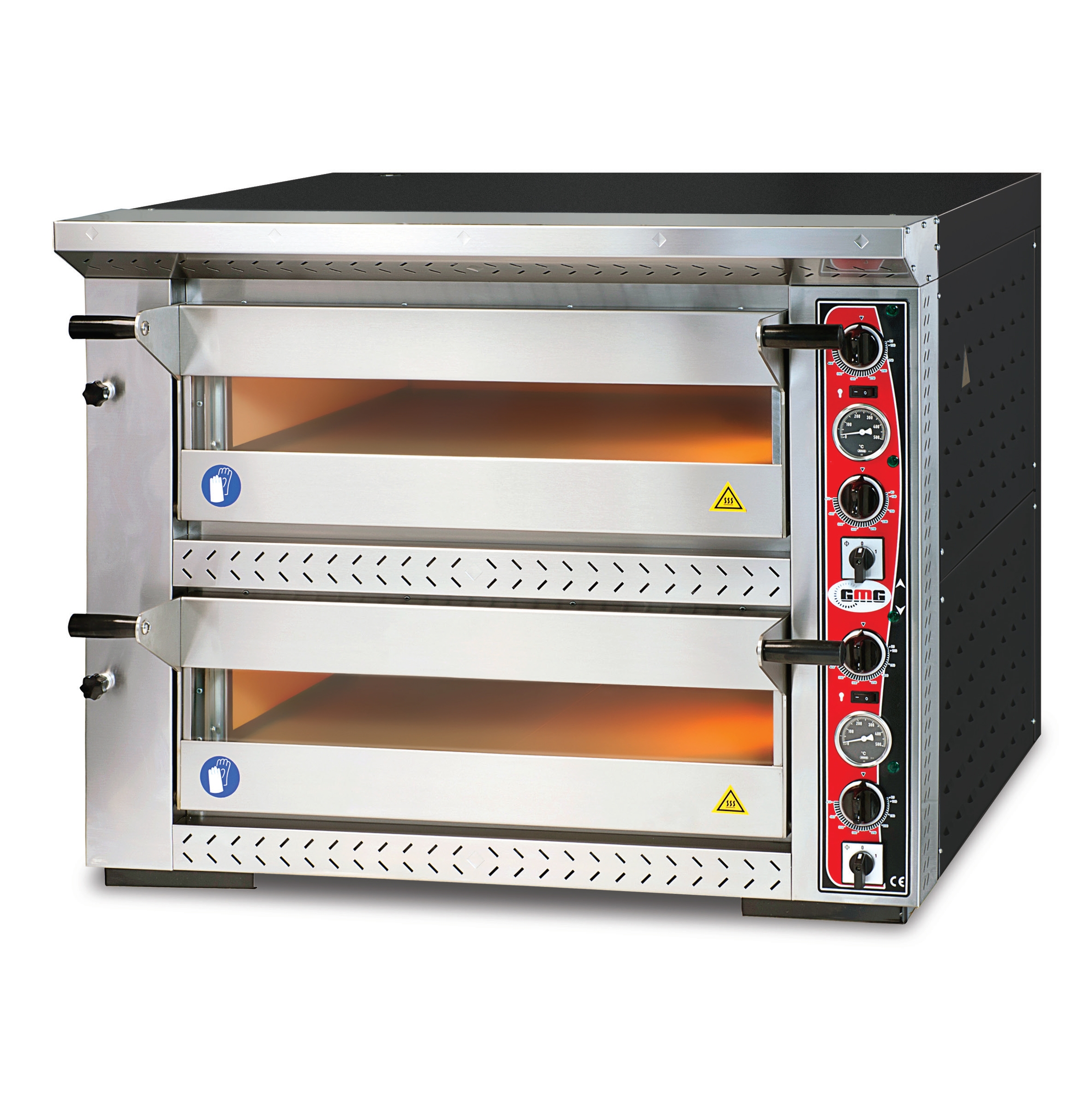 Pizzaofen, 1 Kammer für 6 Bleche Ø 300 mm, Schamottsteinboden, analoge Temperaturanzeige
