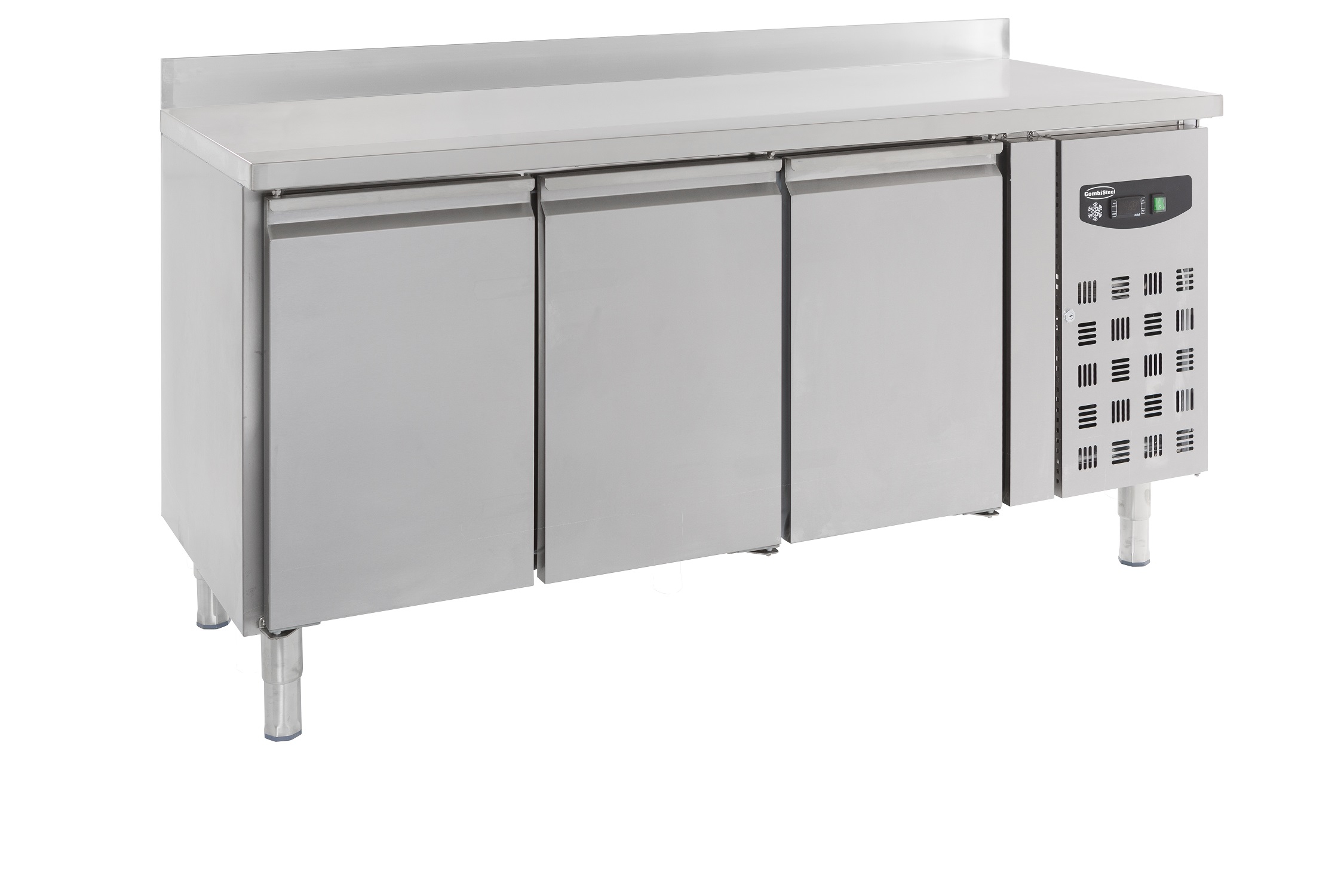Kühltisch mit Aufkantung, 3 xGN 1/1, +2 bis +8 °C, Edelstahl, Umluftkühlung, automatische Abtauung