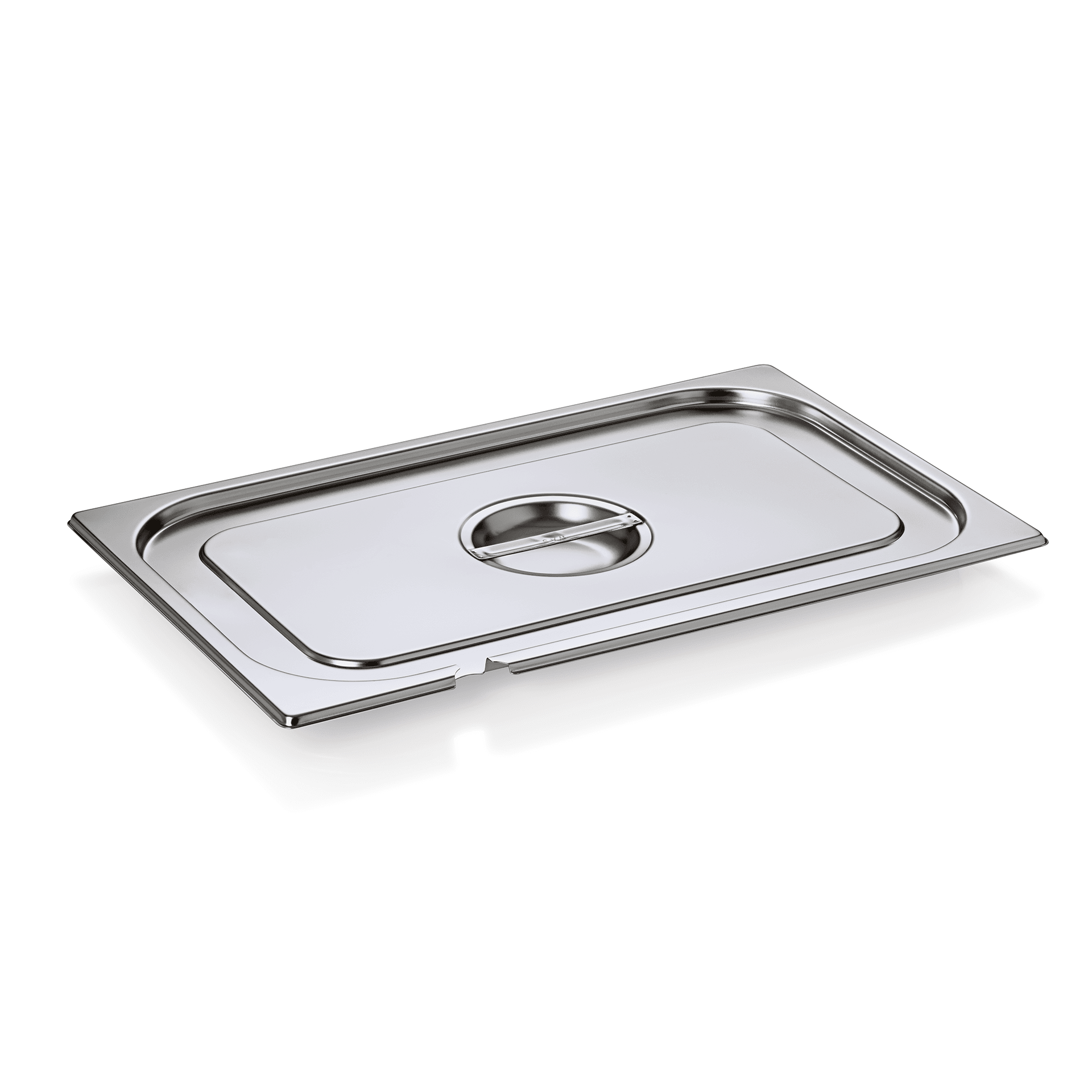 GN-Behälterdeckel, GN 1/1, Edelstahl, mit Löffelaussparung