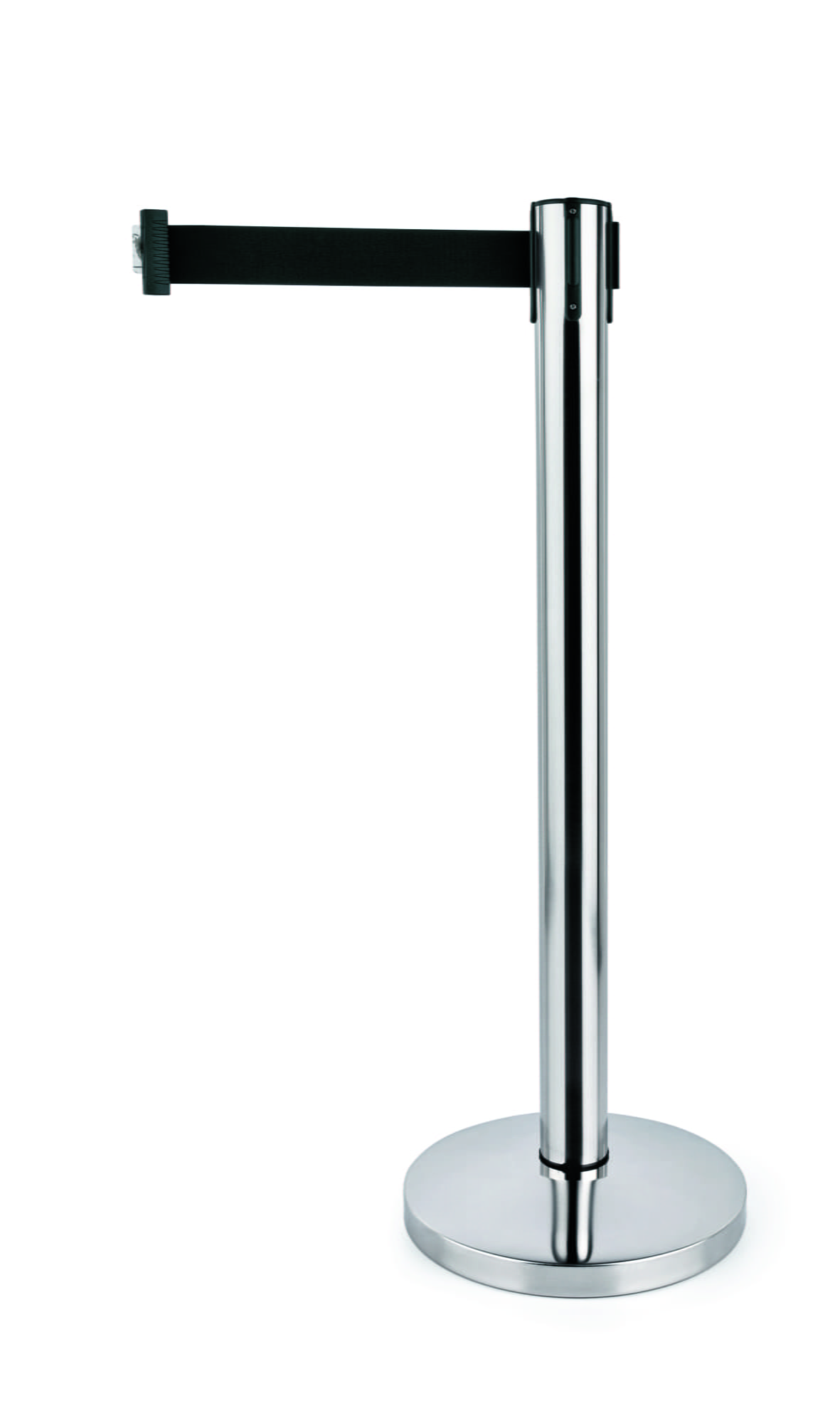 Abgrenzungsständer, "Simpelflex", Edelstahl, Gurtfarbe schwarz, 200 cm