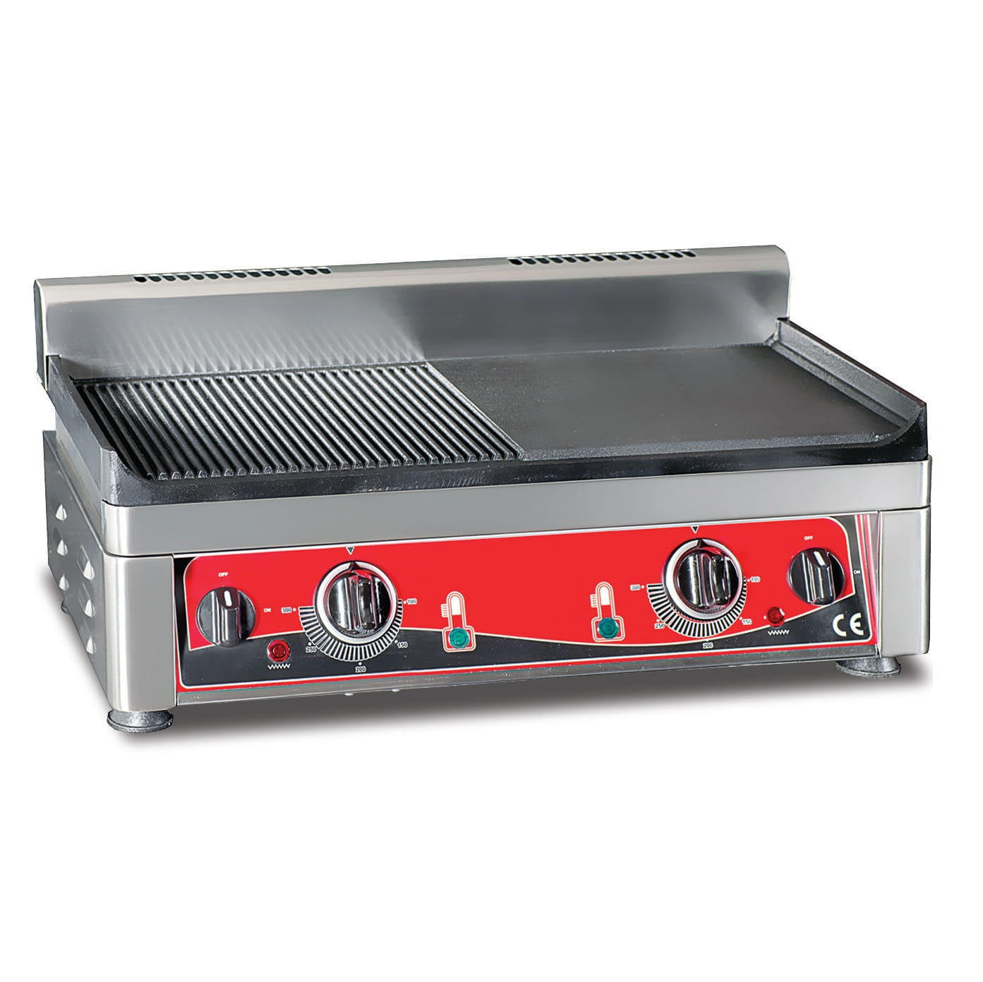Bratplatte, 1/2 glatt - 1/2 gerillt, Bratfläche 520 x 240 mm