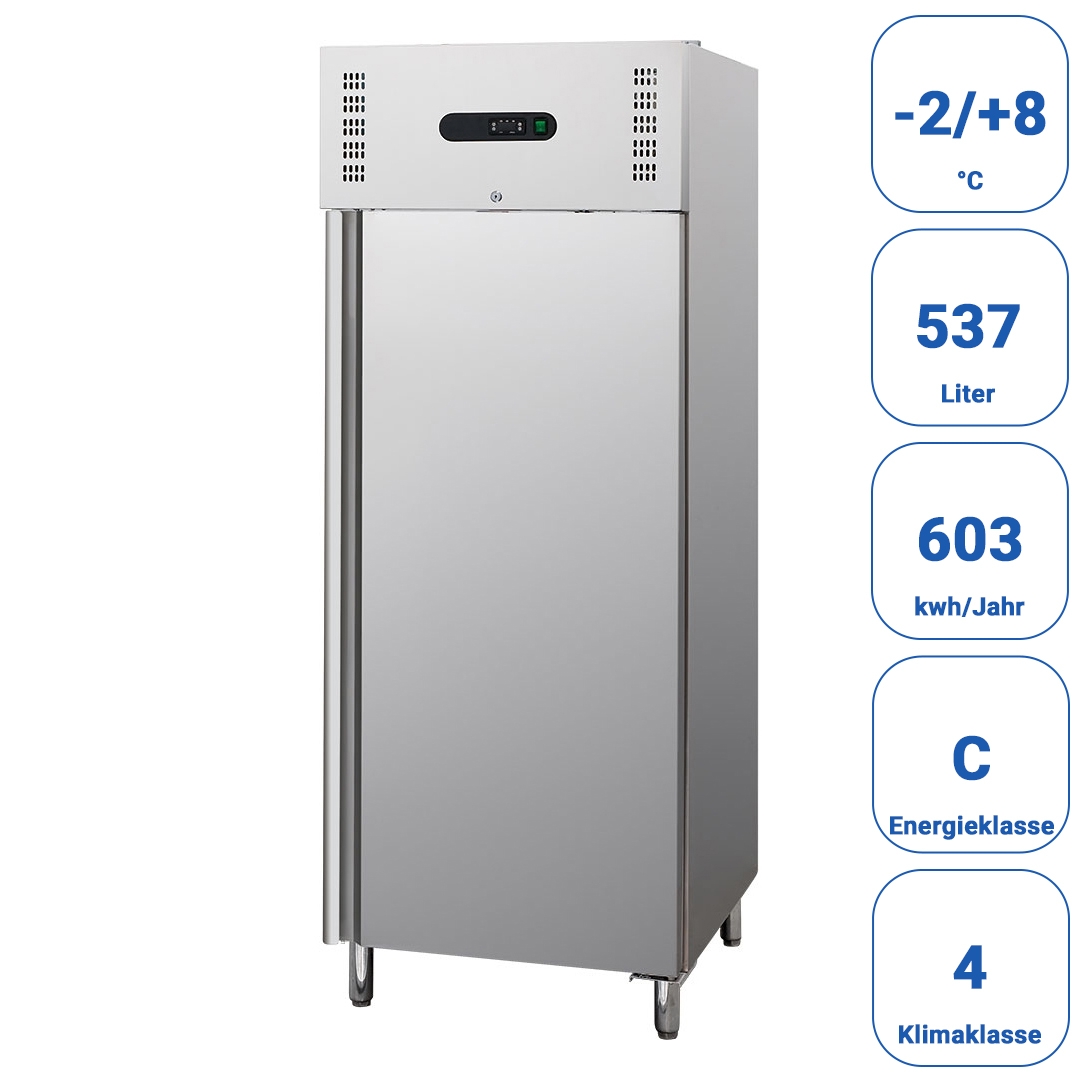 Kühlschrank, Edelstahl, 537 Liter, GN 2/1