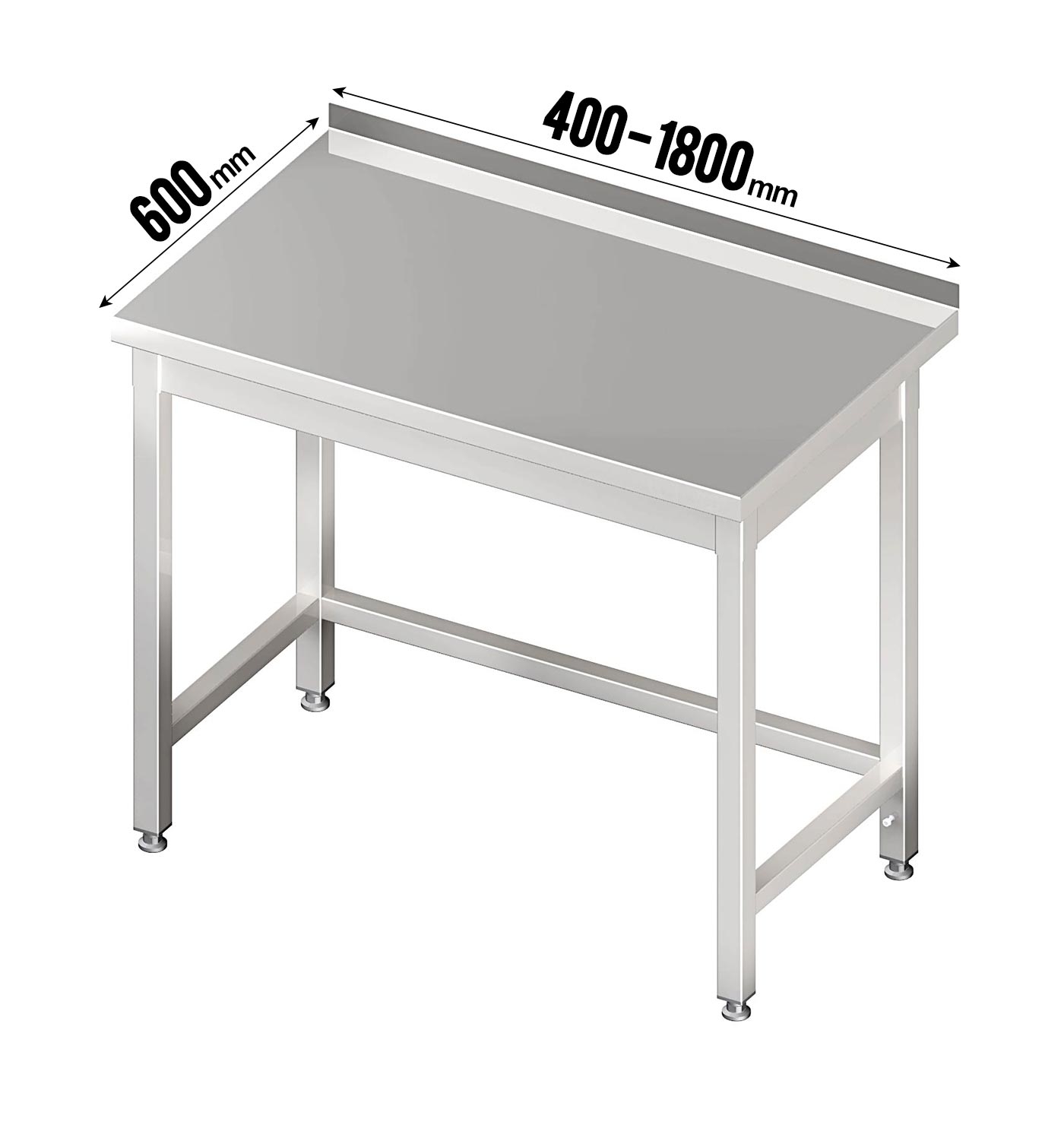 Arbeitstisch, Aufkantung, ohne Grundboden, Verstrebung, Tiefe 600mm