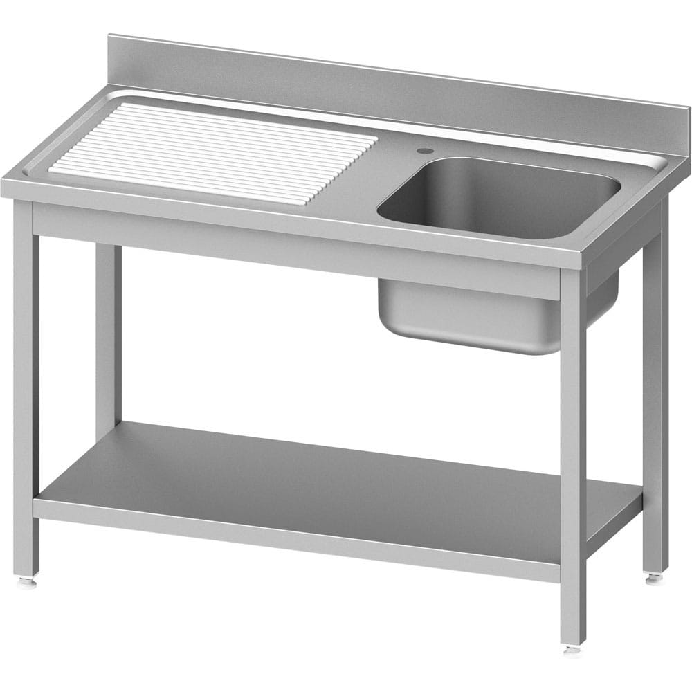 Spültisch ECO mit einem Becken rechts, Grundboden und Aufkantung 700mm Tiefe
