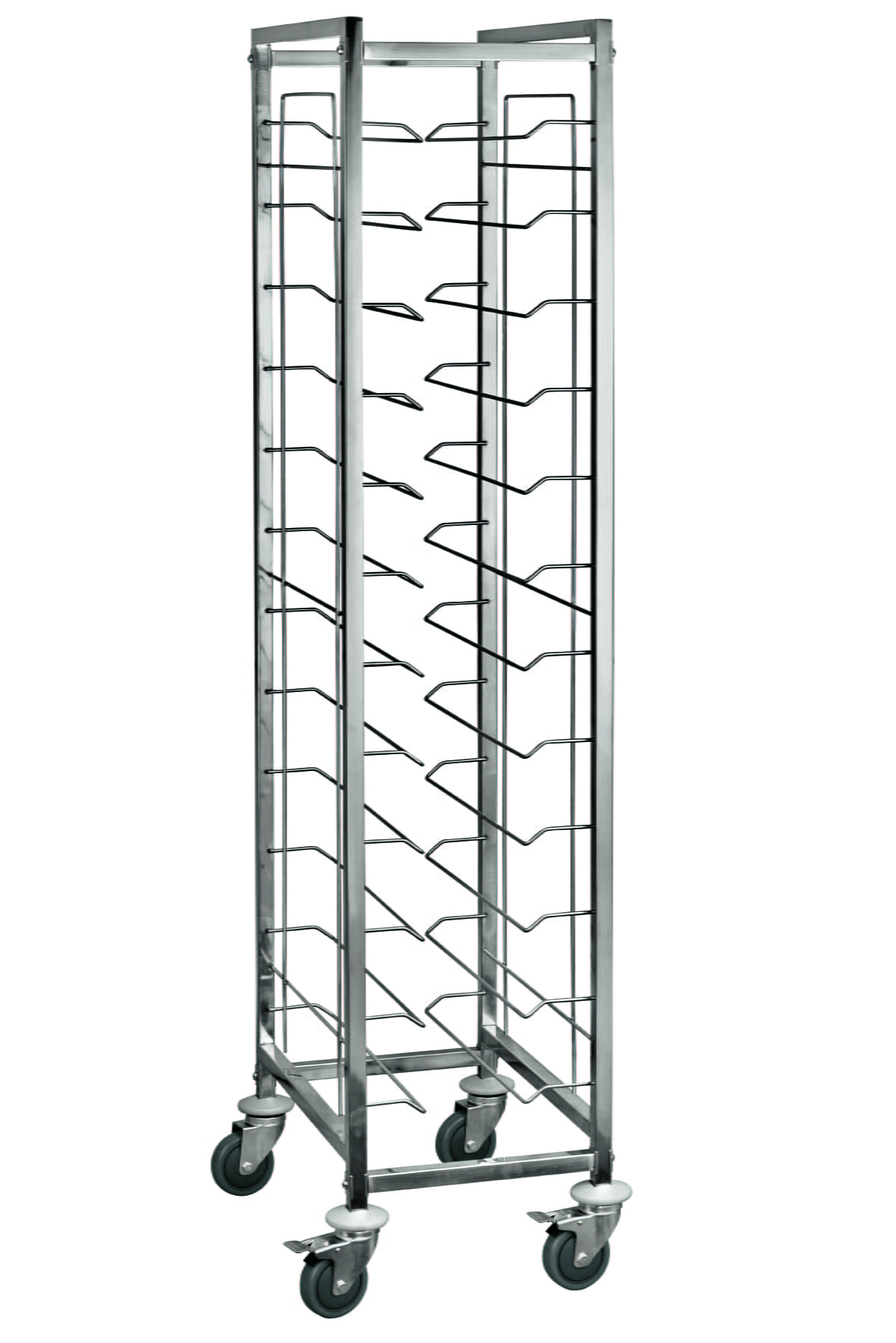 GN Tablettwagen - 1/1 GN - 17 kg - Chromnickelstahl - passend für 12 GN 1/1 Tabletts, 4 schwenkbare