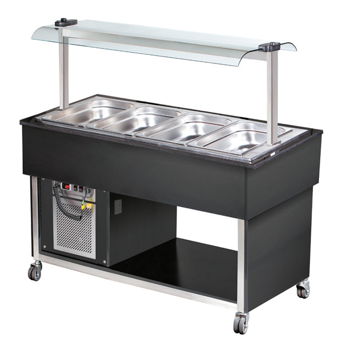 SOLOTEC Kaltbuffet 4/1 GN, +2 / +8°C, mit statischer Kühlung in schwarz