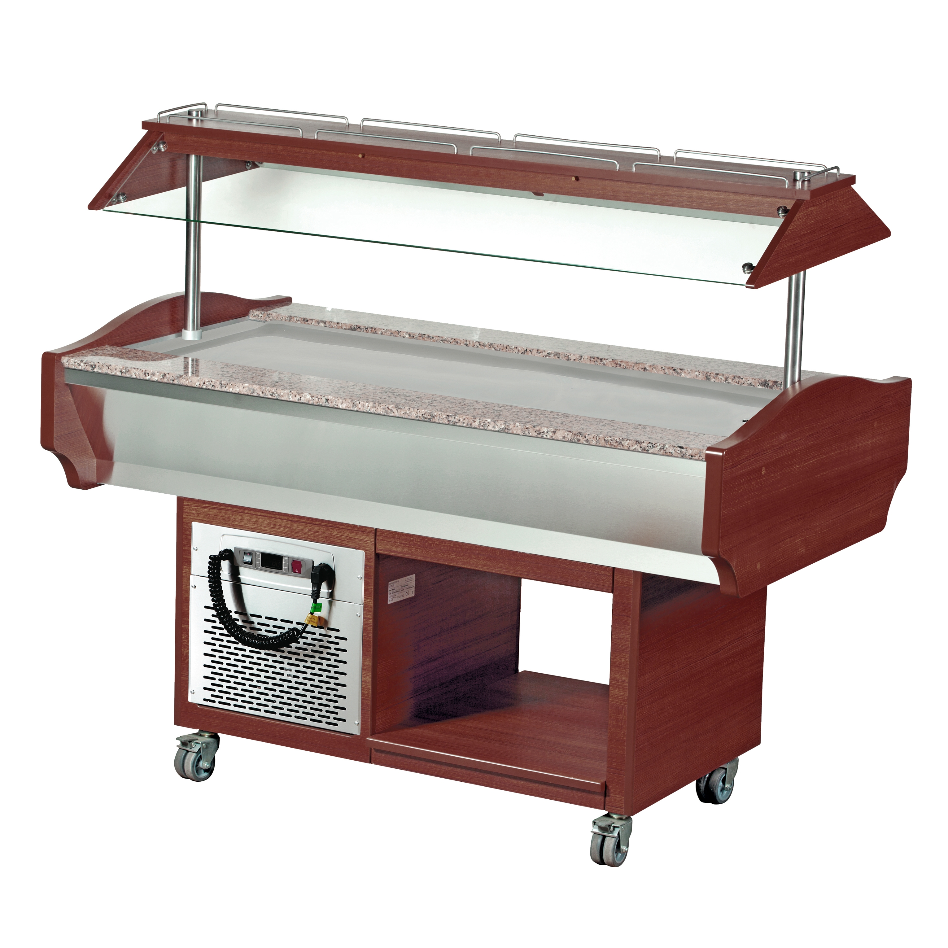 SOLOTEC Kaltbuffet, gekühlte Platte +2 / +10°C, mit statischer Kühlung in Mahagonioptik