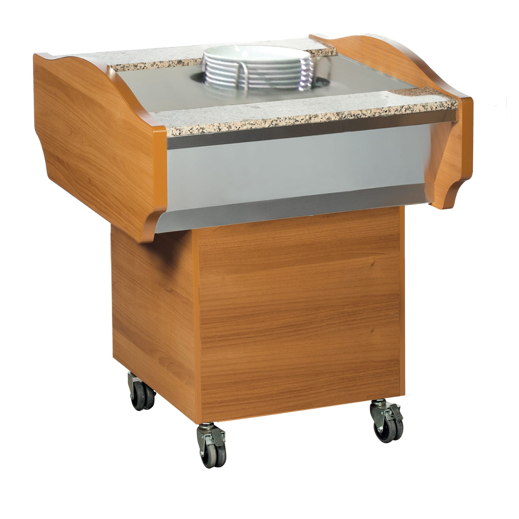 SOLOTEC Tellerspender für Teller 1 x 50 Teller Dm. 240/320 mm in Walnussoptik