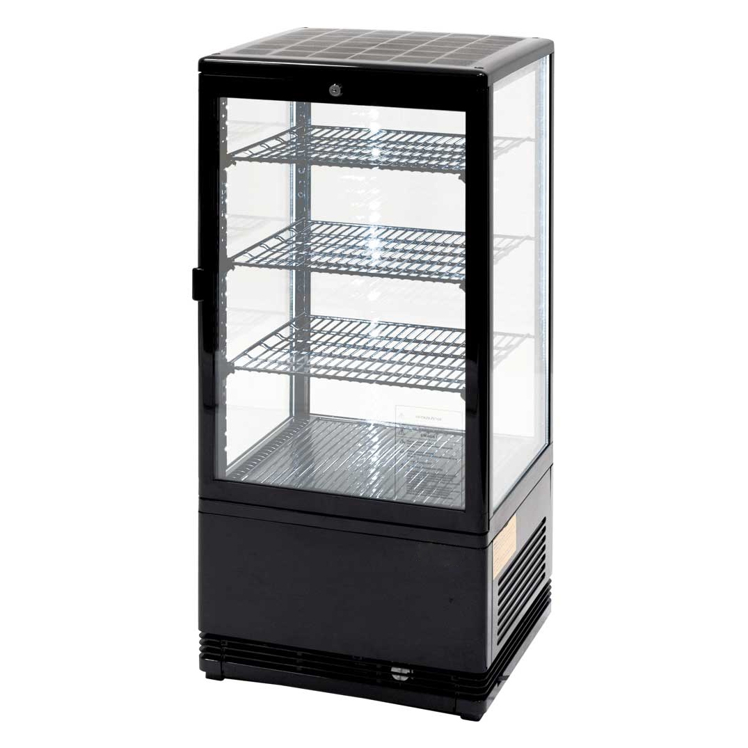 Kühlvitrine mit LED-Innenbeleuchtung, 78 Liter, schwarz