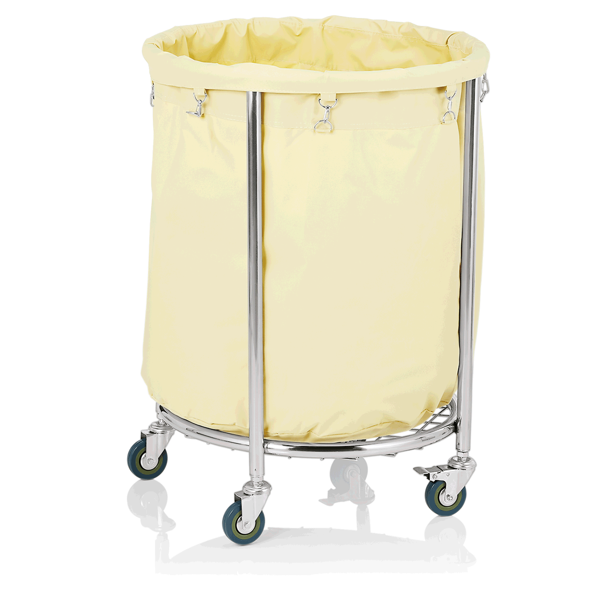Wäschewagen Ø 60 cm, 8 kg, Edelstahl, 4 Rollen, 2 feststellbar