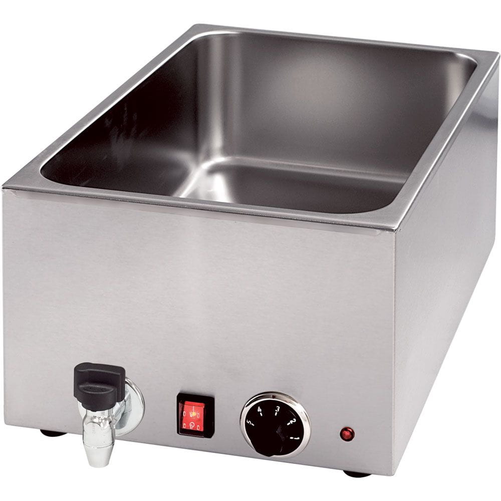 Bain-Marie Tischgerät GN 1/1 Becken, für Behälter bis 200mm Höhe, Ablasshahn
