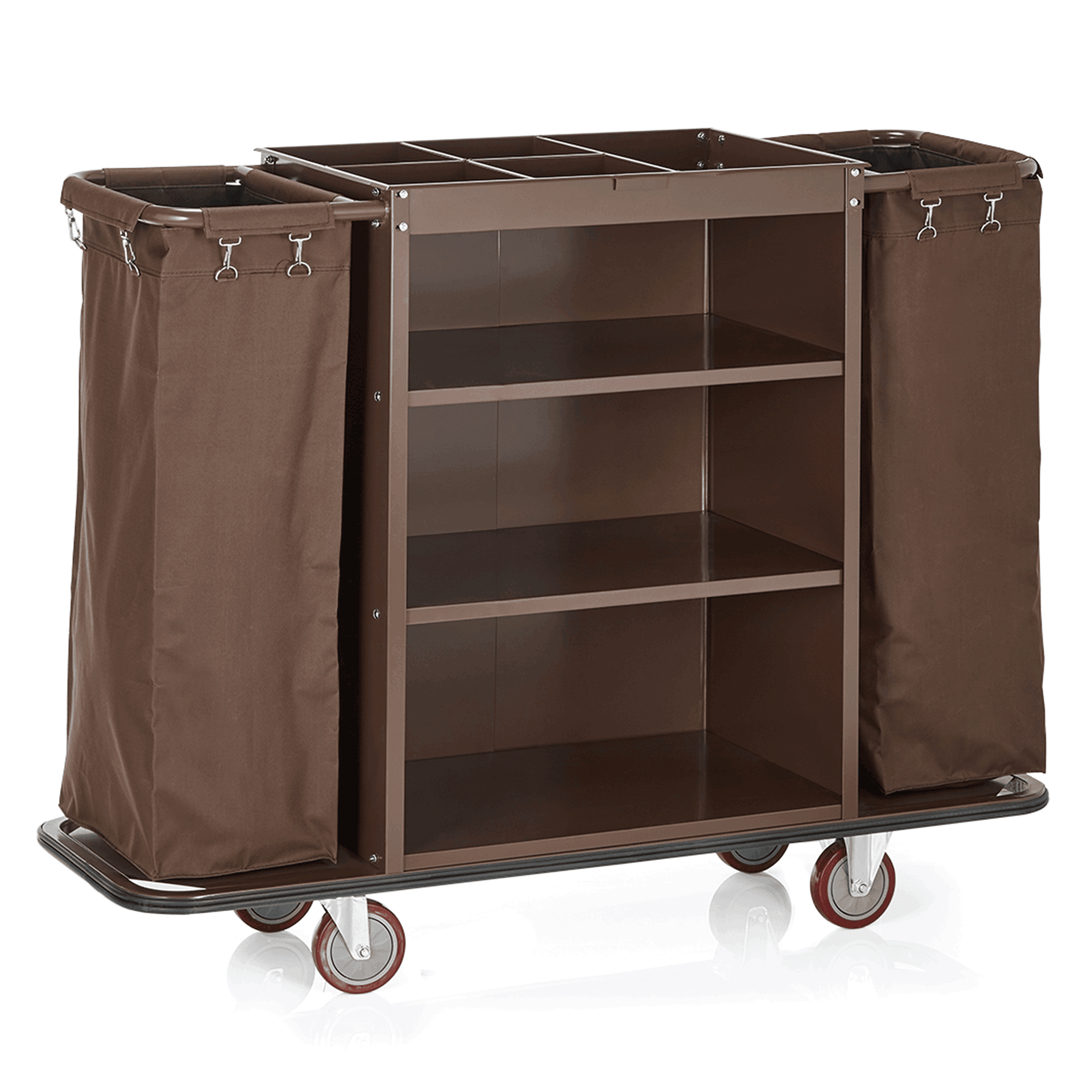 Zimmerservicewagen - 31 kg - pulverbeschichteter Stahl - 2 schwenkbare Rollen Ø 12,5 cm mit Feststel