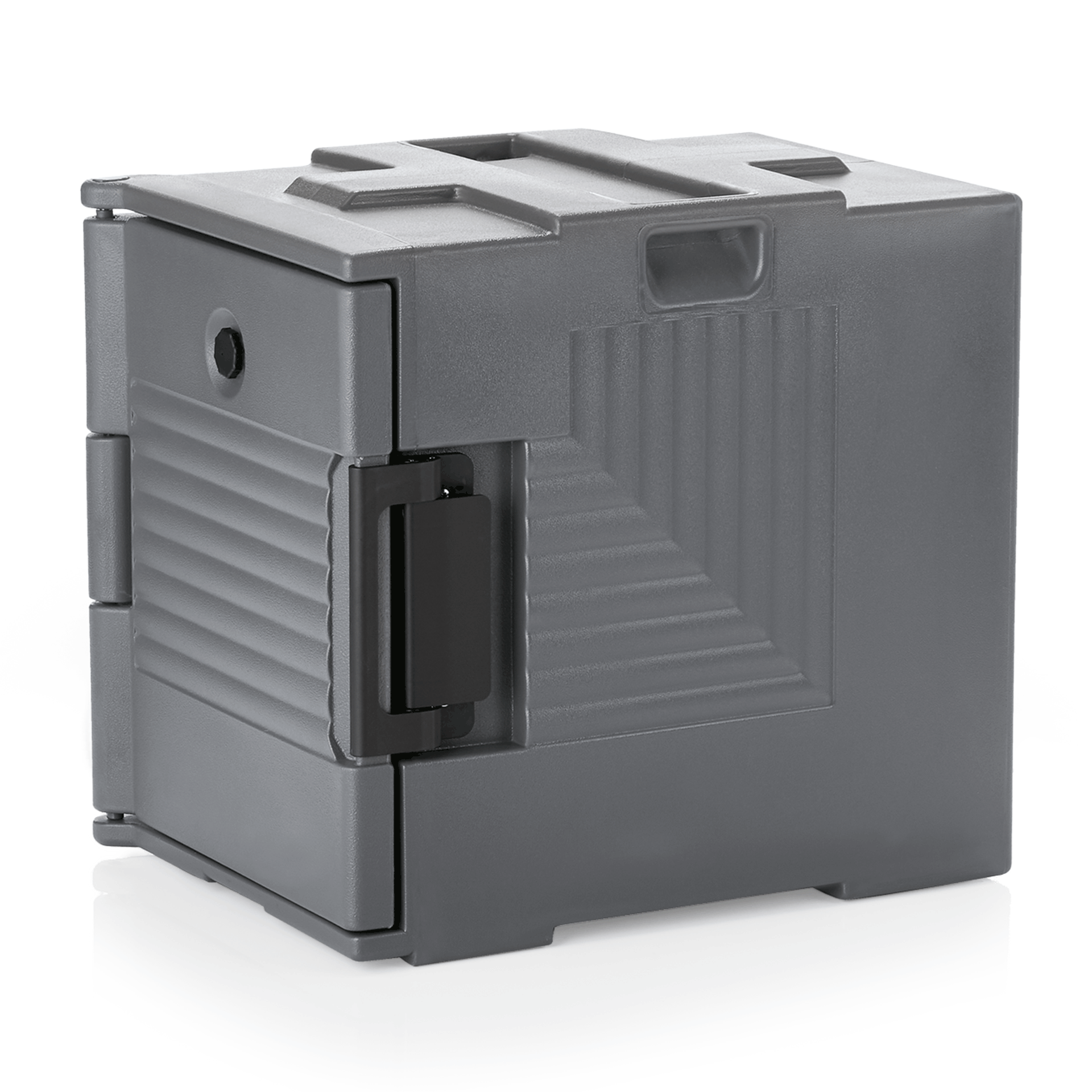 Thermobehälter mit Fronttür, 12 Einschübe für GN1/1, stapelbar, dunkelgrau, Innenhöhe 50 cm
