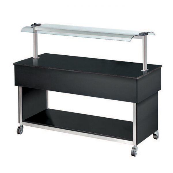 Neutral-Buffet mit Glasaufsatz und Beleuchtung, Ausführung schwarz, B: 1890 mm
