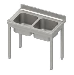 Spültisch ECO mit zwei Becken und Aufkantung 600mm Tiefe