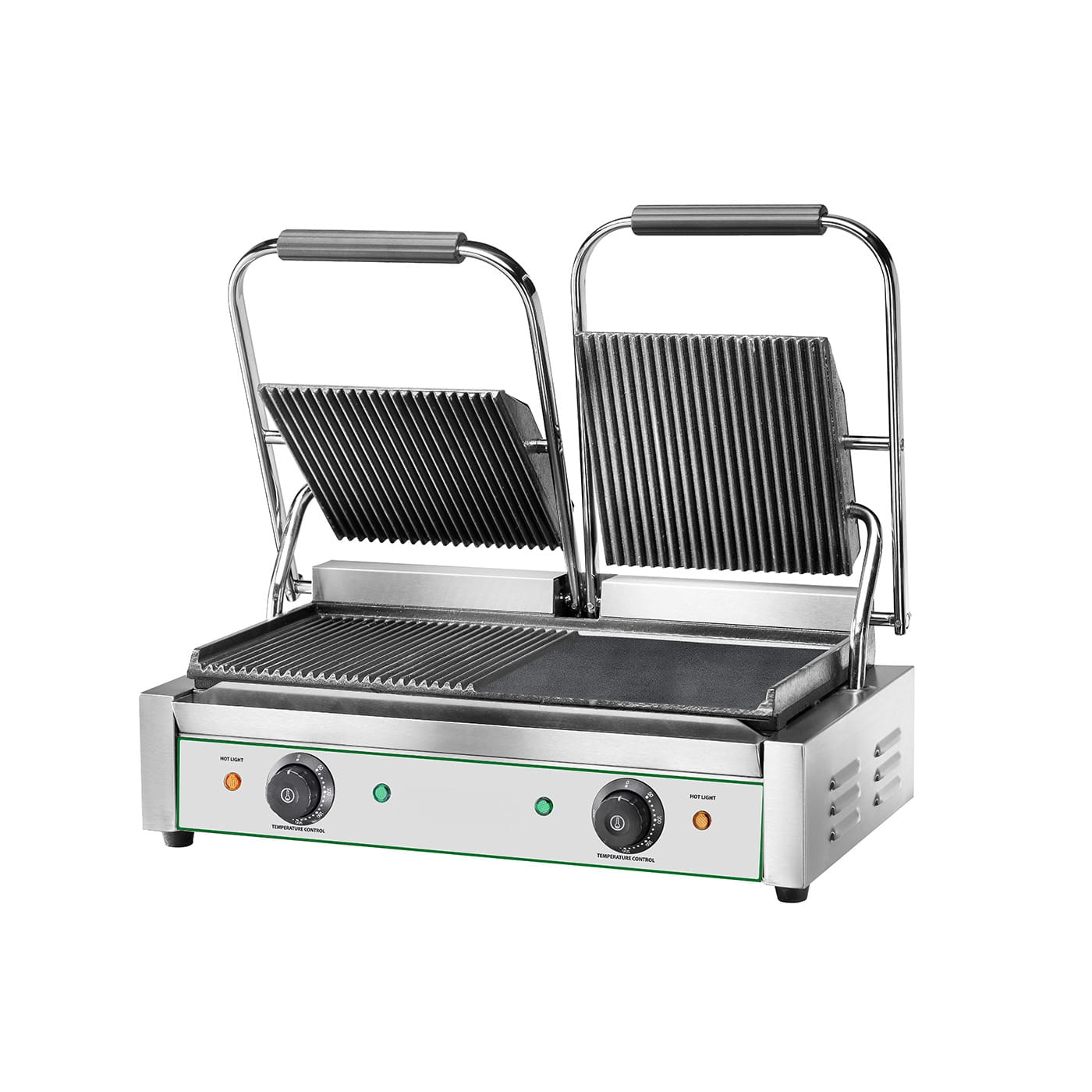 Kontaktgrill, 3,6 kW, 50 - 300 °C, 230 V, Grillfläche 475 x 230 mm, geriffelt / glatt