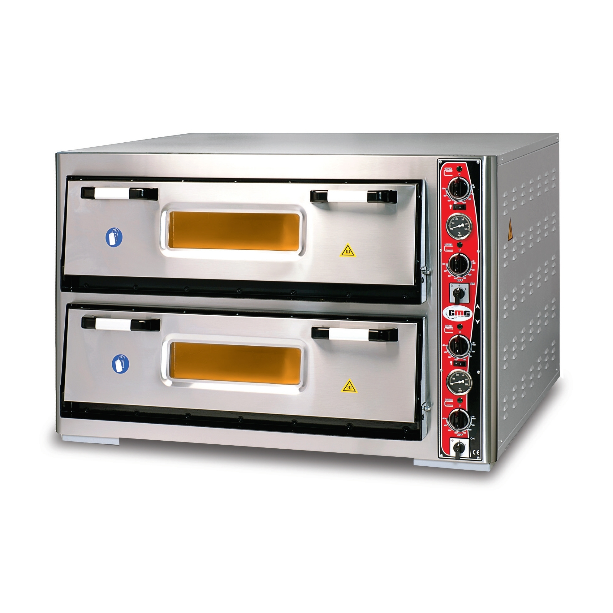 ECCO Pizzaofen, 2 Backkammern für 6 Bleche Ø 300 mm, Schamottsteinboden,  analoge Temperaturanzeige