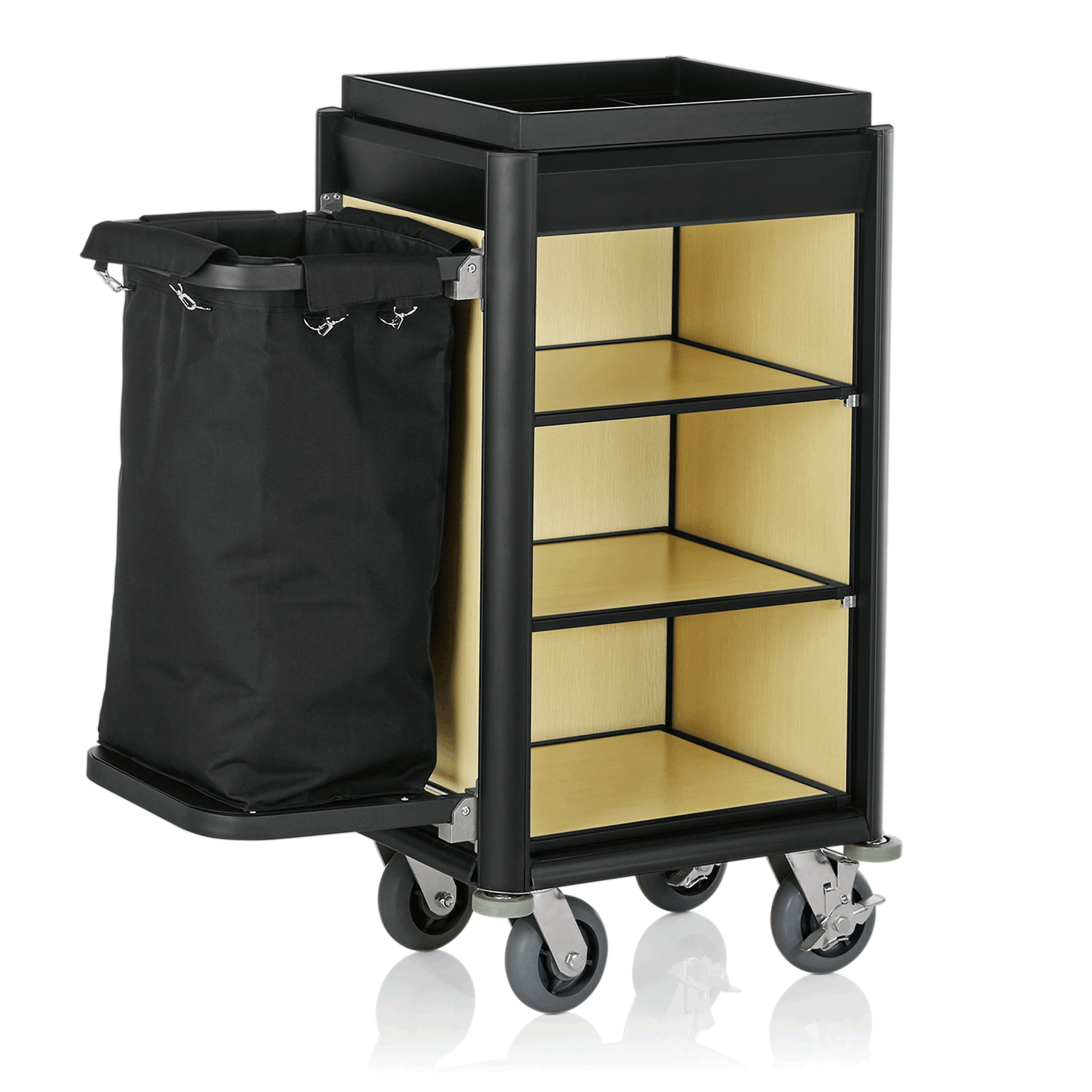 Zimmerservicewagen - 41 kg - Kantenprofile aus Aluminium
Borde und Seitenteile aus MDF in verschied