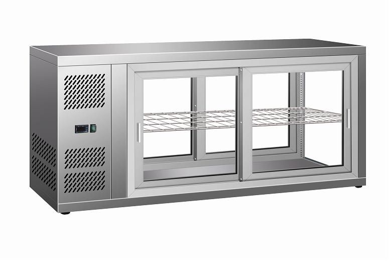 Kühlvitrine, +3 bis +8 °C, Nutzinhalt 150 Liter, Umluftkühlung, Tischgerät
