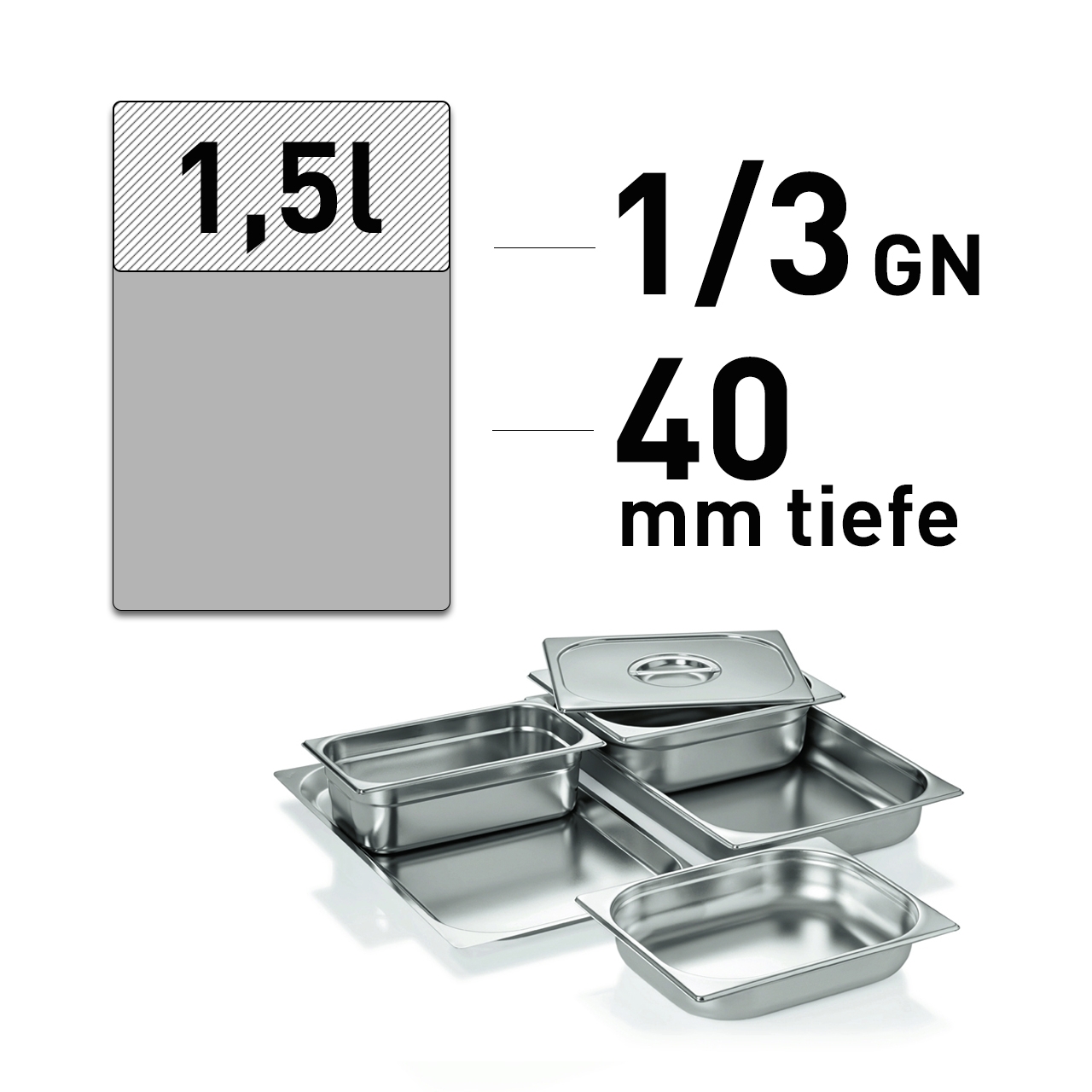 GN Behälter - Edelstahl - 1/3 GN - 40 mm - ECO Line