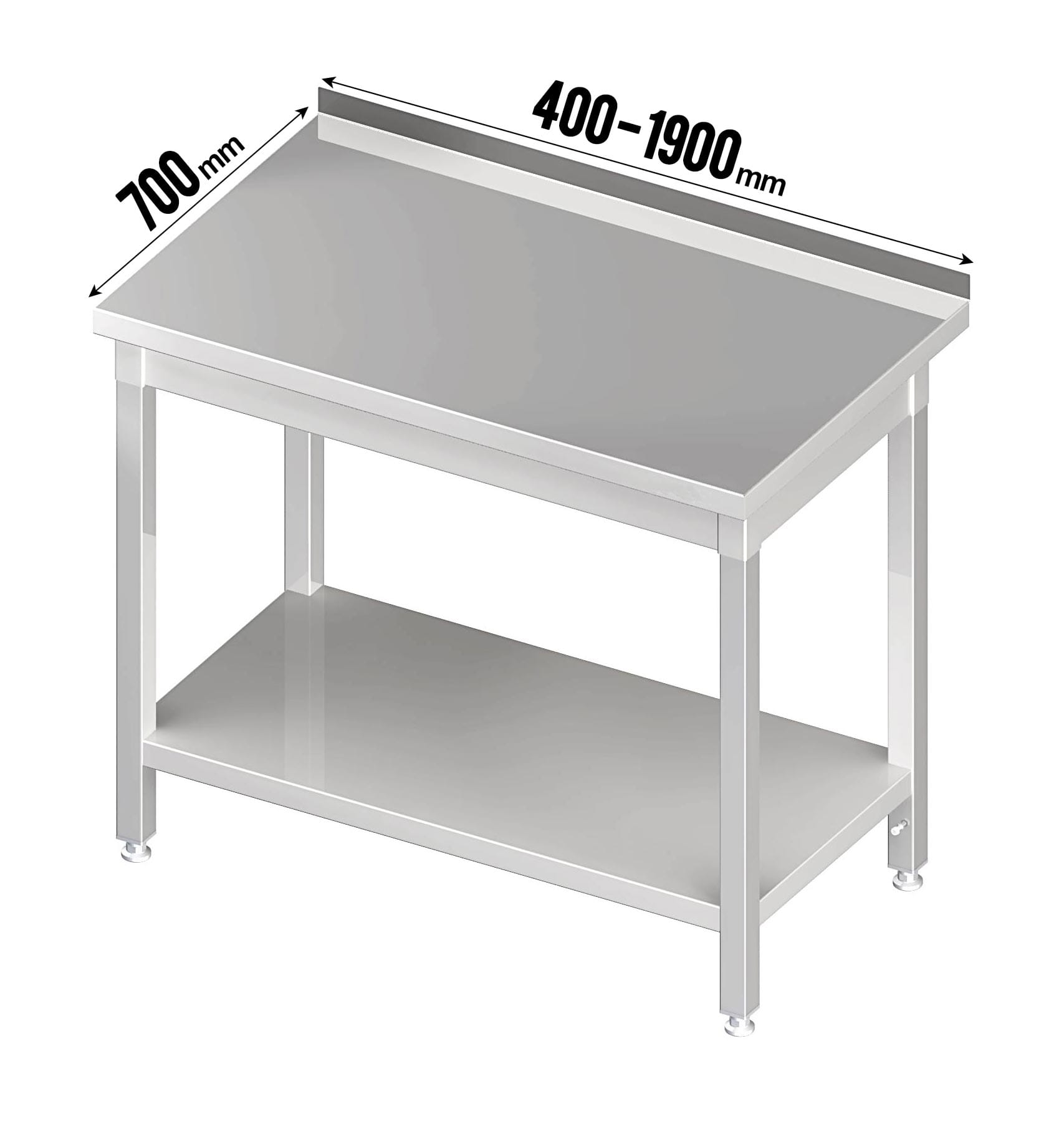 Arbeitstisch, Aufkantung, Grundboden, Tiefe 700mm