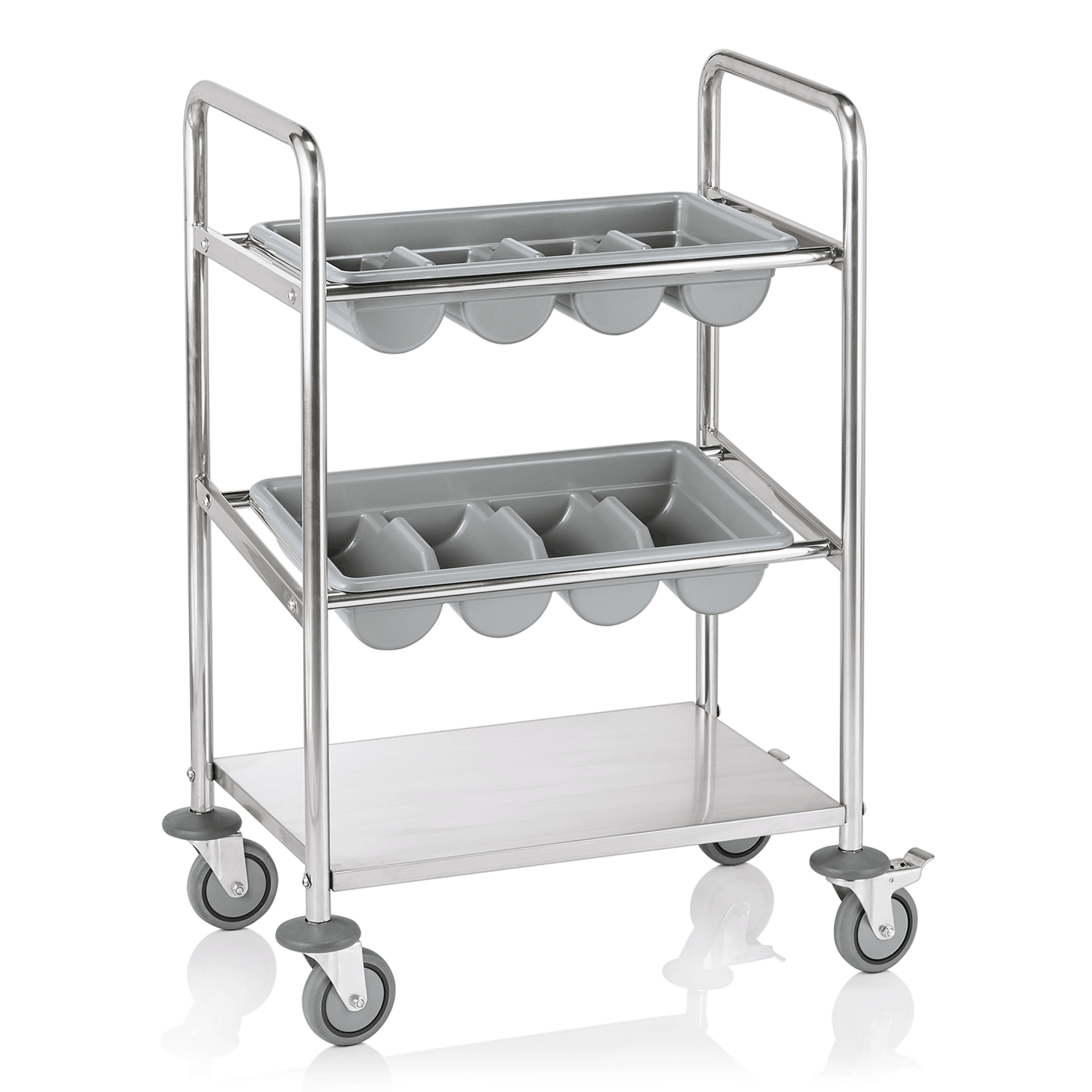 Besteckwagen, Ablagebbord, inkl. 2 Besteckkästen, rollbar