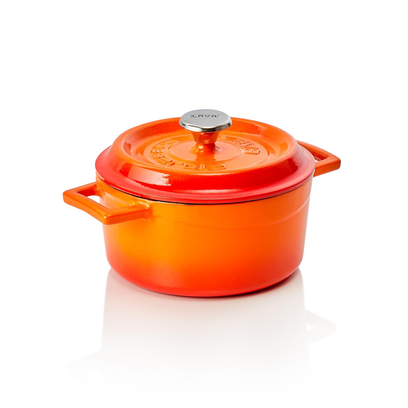 Kokotte EisenStil, rund, 1,30 Liter, Gußeisen, orange