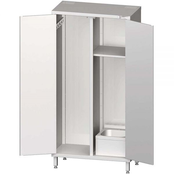 Hochschrank mit Spülbecken und Flügeltüren, Tiefe 500mm