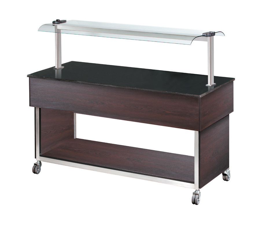 Neutral-Buffet mit Glasaufsatz und Beleuchtung, Wenge-Optik, B: 1570 mm