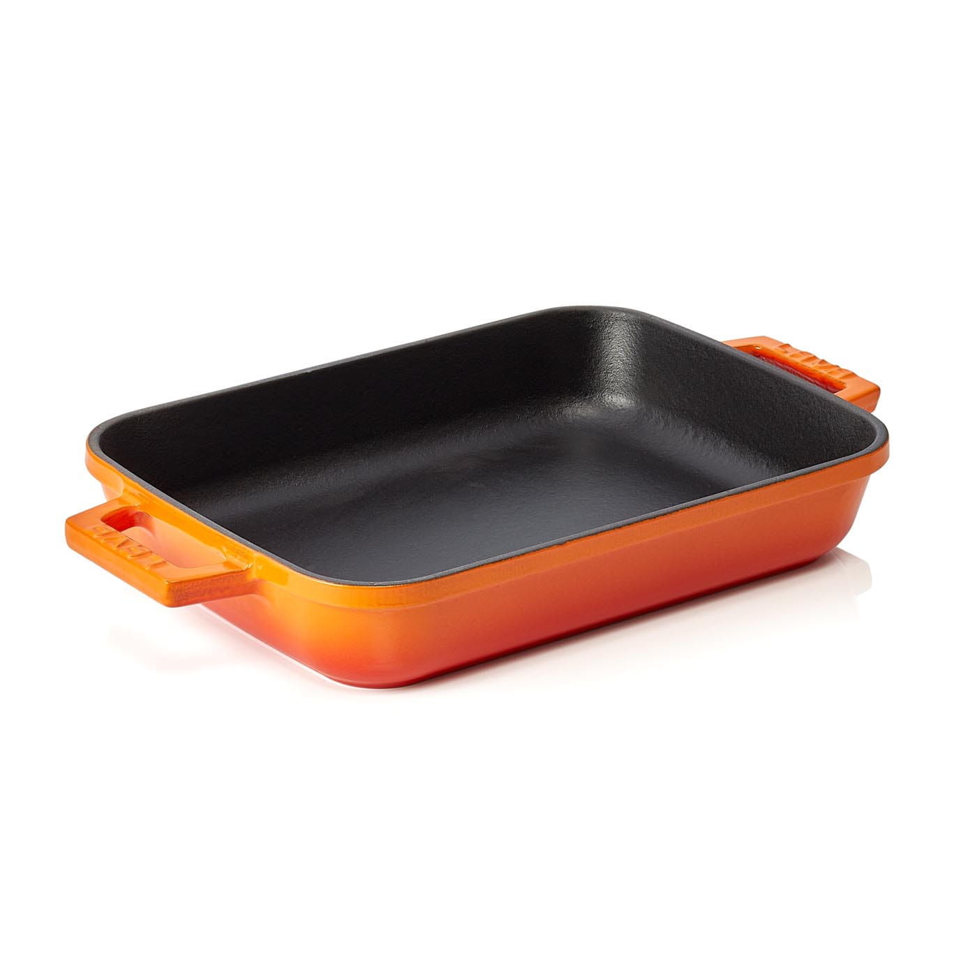 Bräter EisenStil, rechteckig, emailliert, angegossene Griffe, orange