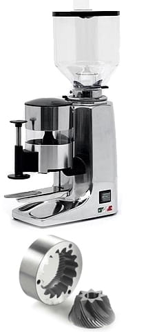 Kaffeemühle mit Kegelmahlwerk, Teleskoptamper, 1,2 kg Bohnenbehälter, Automatikversion: eingebauter