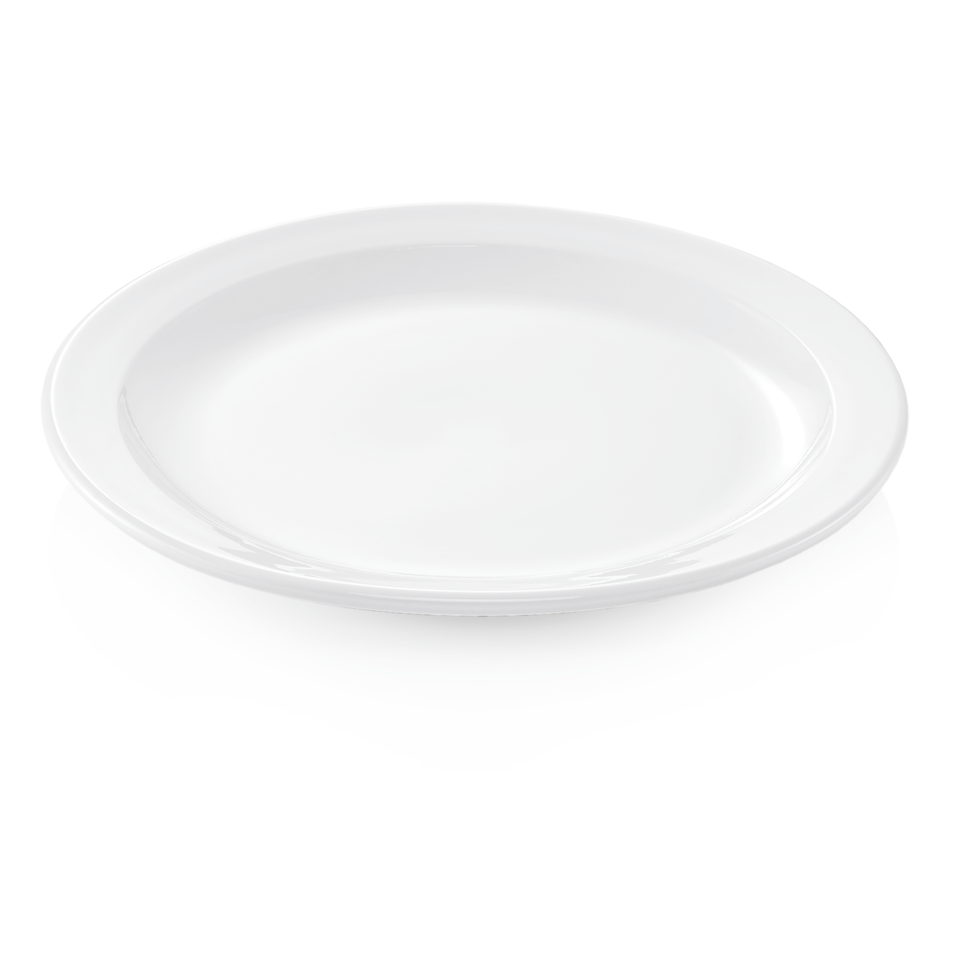 Porzellan Teller m.schmaler Fahne, flach, 25,5 cm