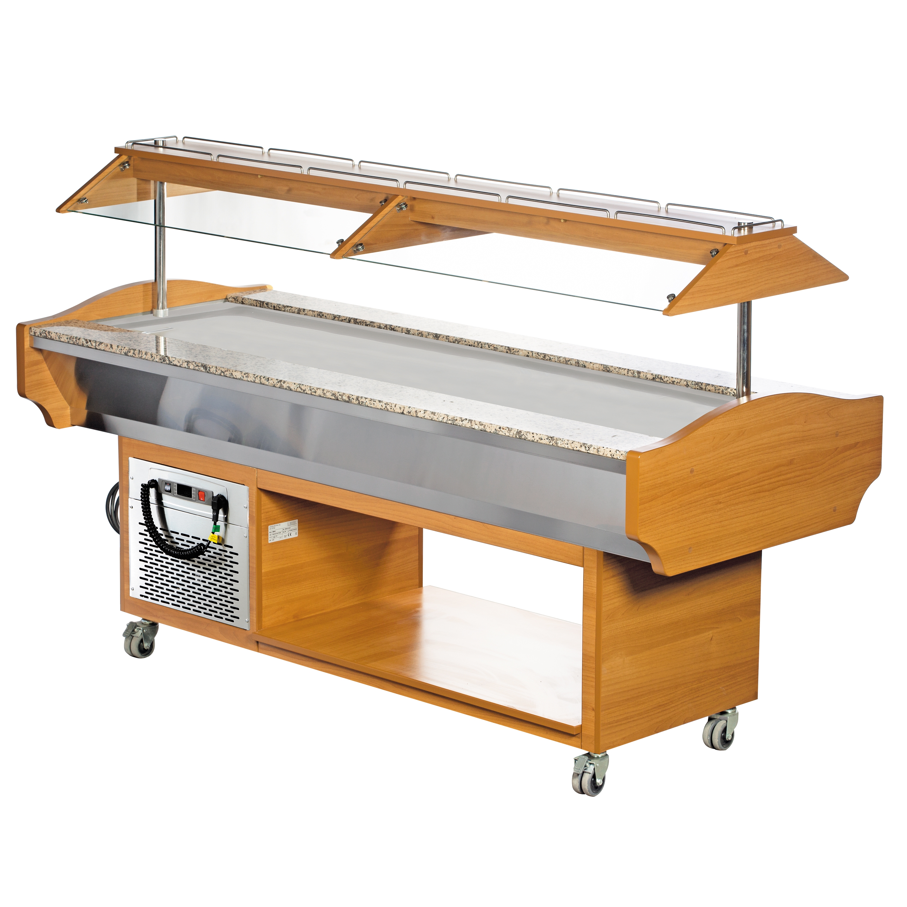 SOLOTEC Kaltbuffet, gekühlte Platte +2 / +10°C, mit statischer Kühlung in Walnussoptik