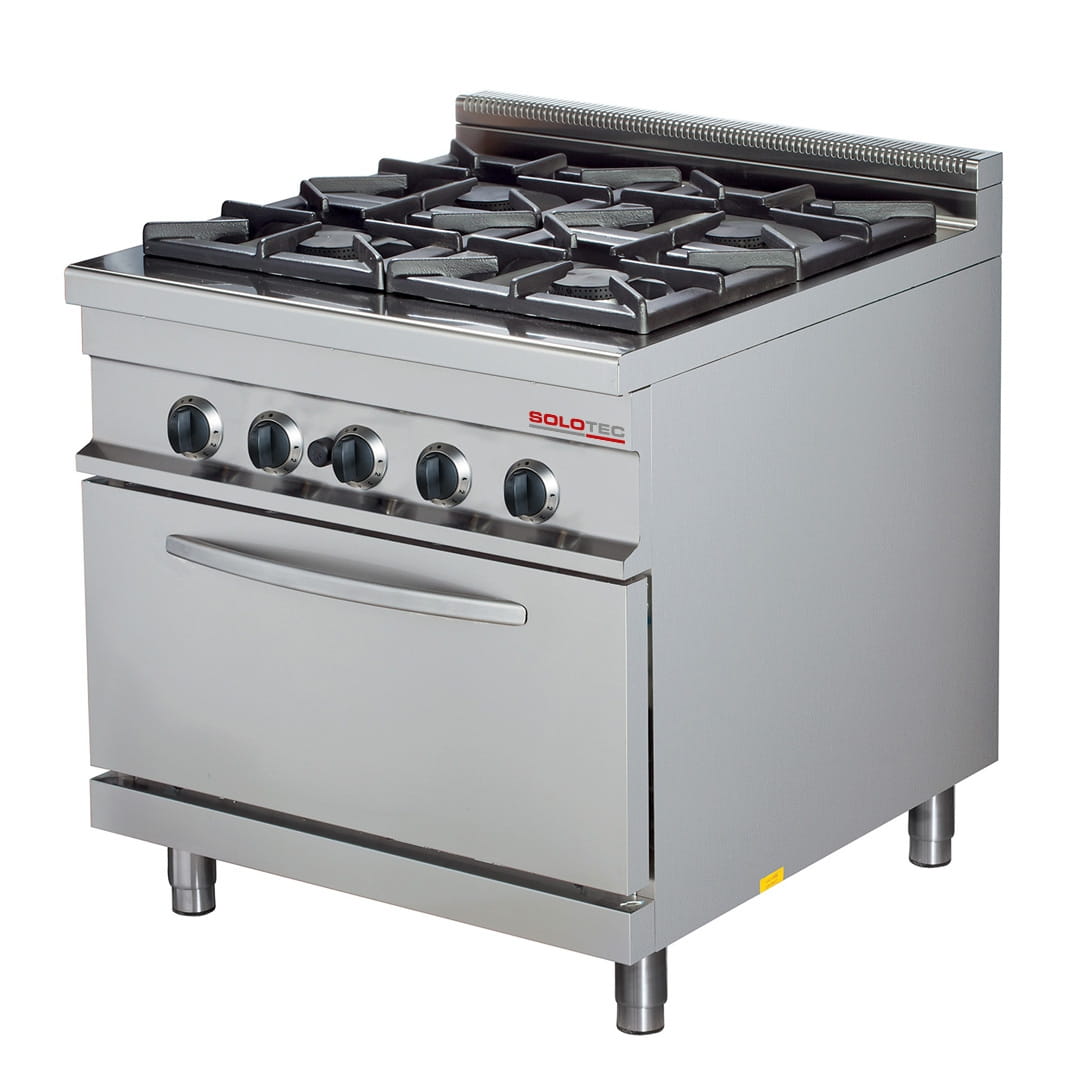 4-Flammen-Gasherd mit Gas-Backofen 2/1 GN - SOLOTEC 900
