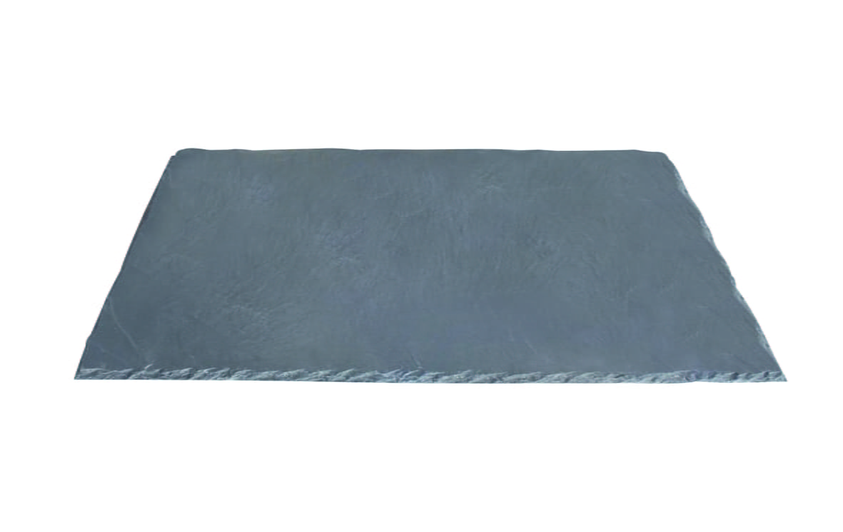 Naturschieferplatte GN 1/1, 5-7 mm Materialstärke, gebrochene Kanten, rutschfeste Füßchen