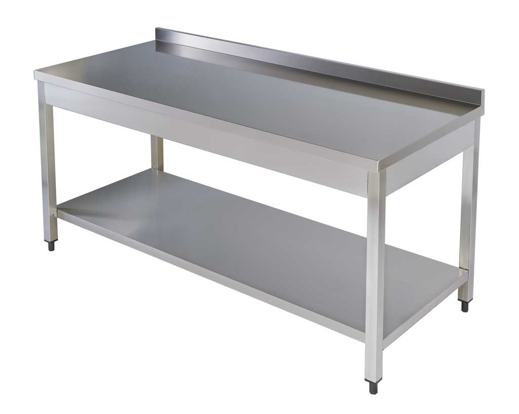 SOLOTEC Arbeitstisch, Aufkantung 60 mm, Grundboden, eckige Beine, Tiefe 700mm