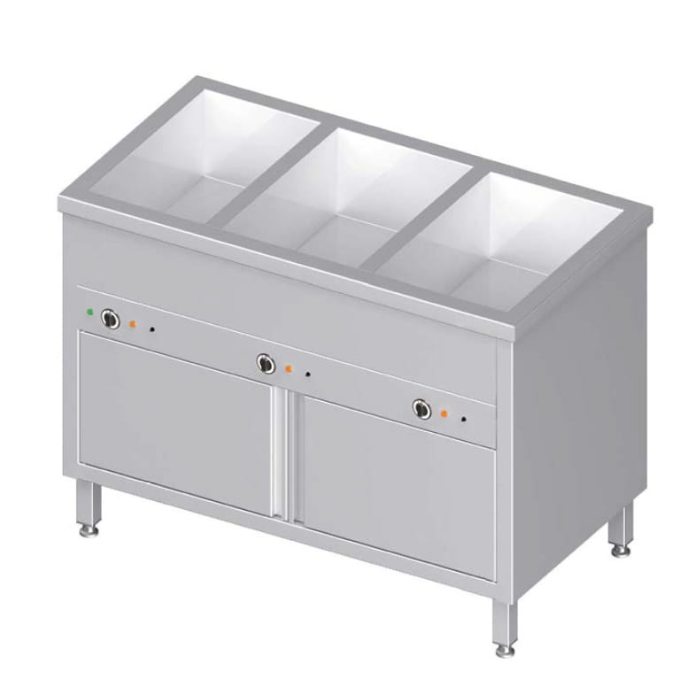 Bain-Marie Standgerät mit geschlossenem Unterbau und getrennt regelbarem Becken, GN 3/1