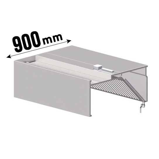 Wandhaube, Kastenform, mit Flammschutzfilter Typ B, 900 mm tief
