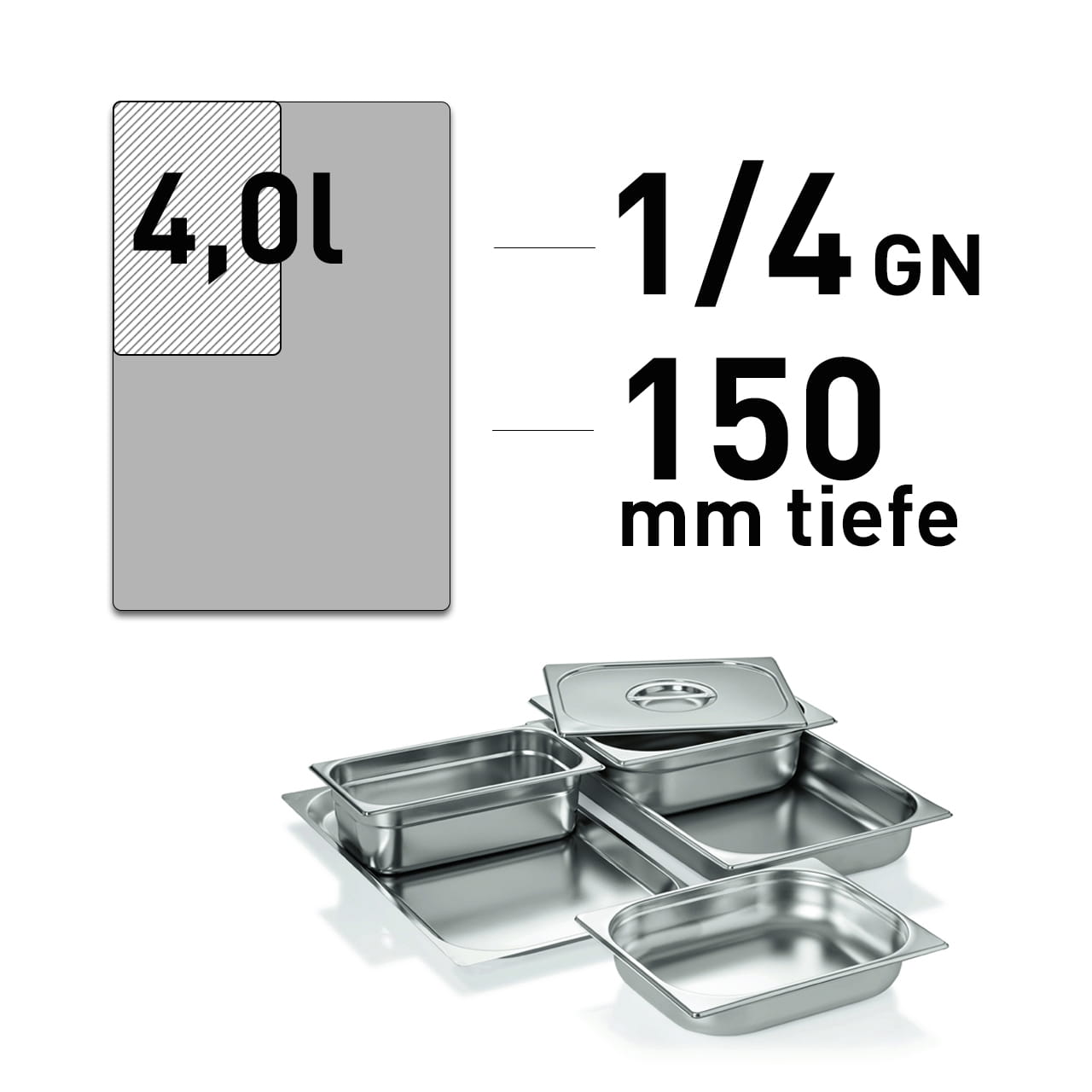 GN Behälter - Edelstahl - GN 1/4 - 150 mm - ECO Line