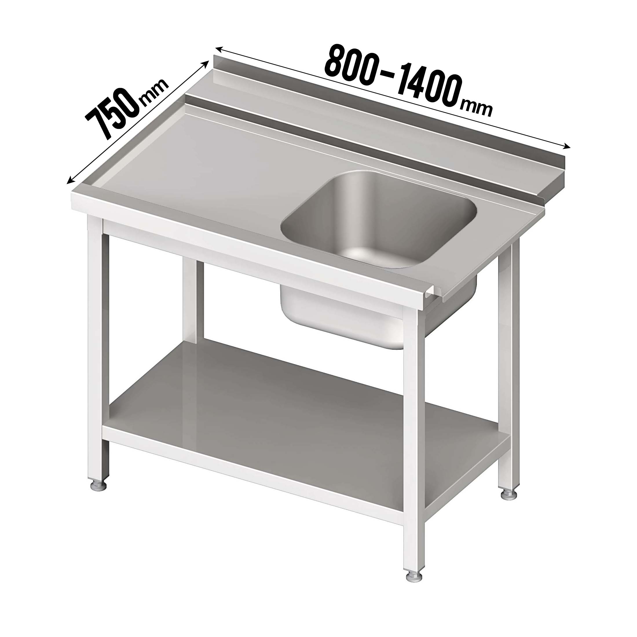 Zulauftisch mit Grundboden mit Becken
