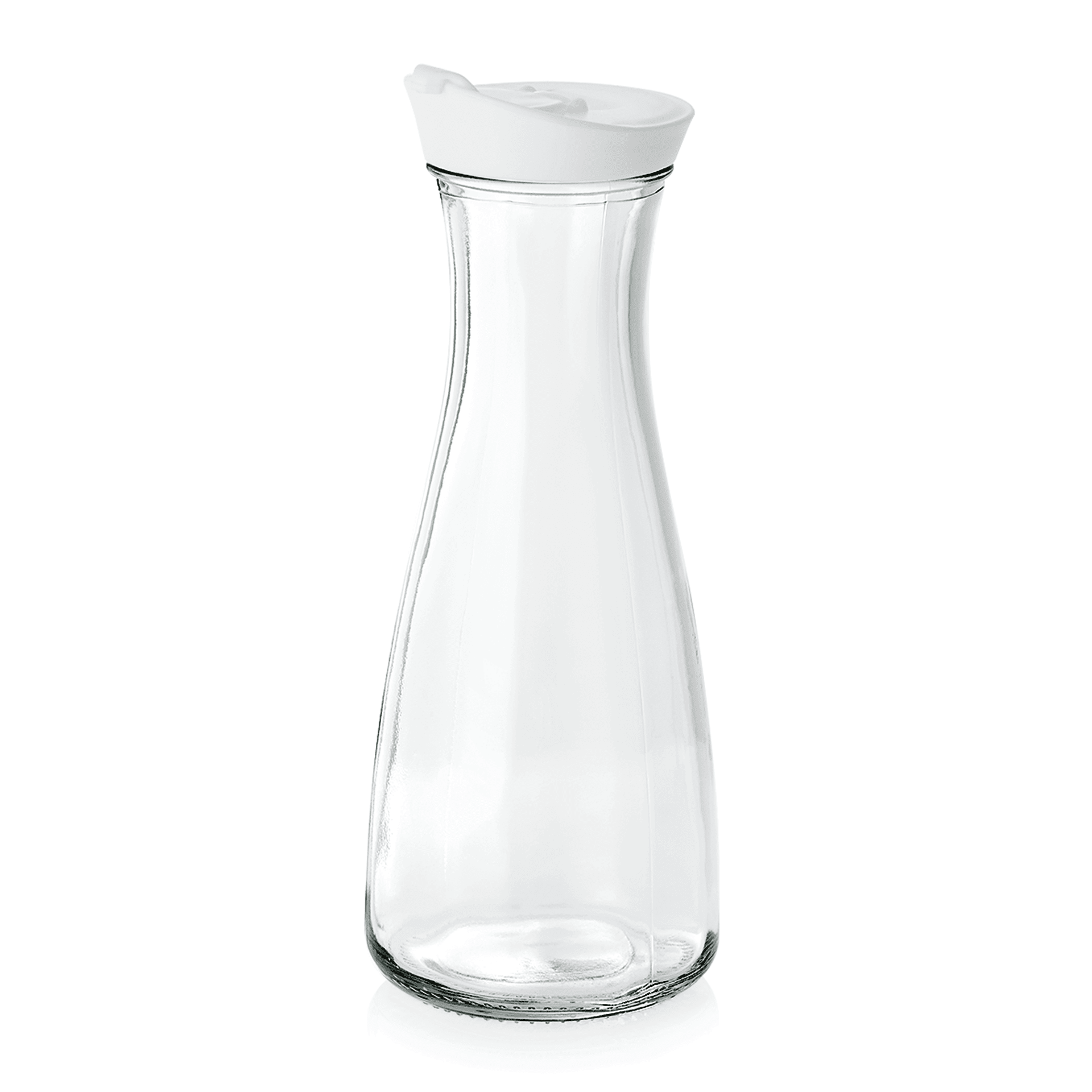 Karaffe mit weißem Deckel, 1,0 Ltr., ø 6,7/10 cm, Höhe 24,5 cm