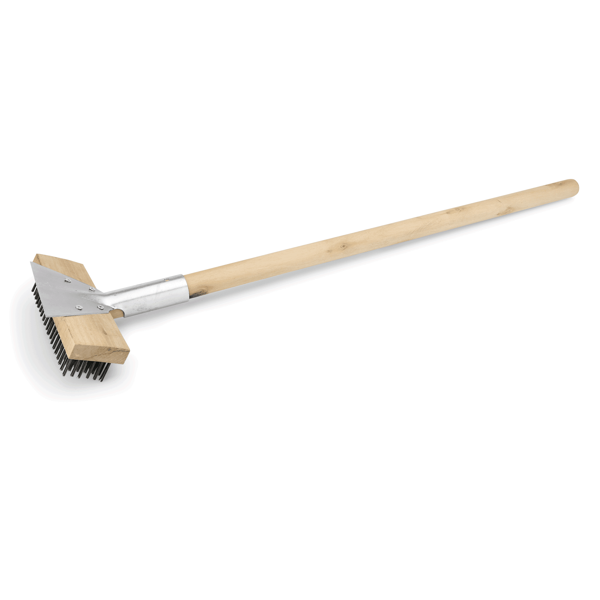Reinigungsbürste quer mit Stahl-Schaber, mit Holzgriff